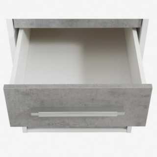  Vue du dessus sur un tiroir ouvert du caisson de rangement 4 tiroirs SYSTEM gris béton