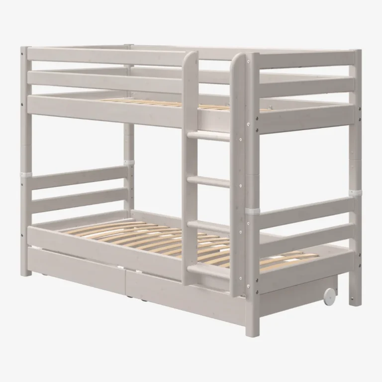 FLEXA Lit superposé 154cm avec échelle + barrière + 2 tiroirs