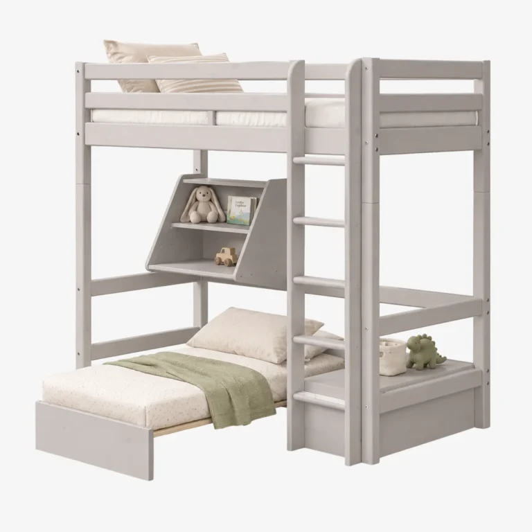 FLEXA Lit 90x200 canapé - bureau - échelle droite et barrière