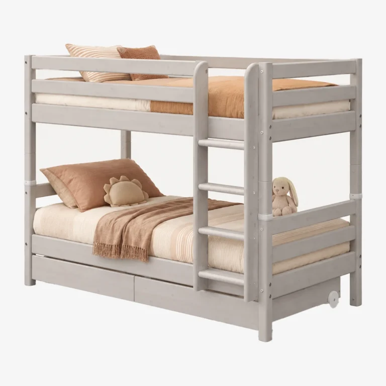 FLEXA Lit superposé 154cm avec échelle + barrière + 2 tiroirs